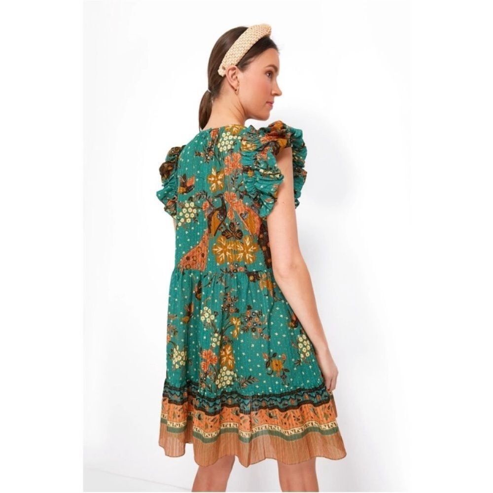Ulla Johnson Blue and Gold Mini Dress - Picture 3 of 8